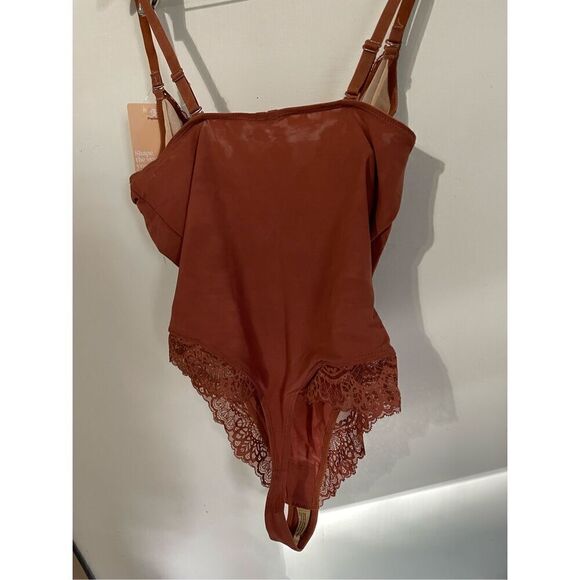 Popilush Women’s Large Orange Lace Trim One Piece Shapewear Bodysuit Brand New - Picture 6 of 6